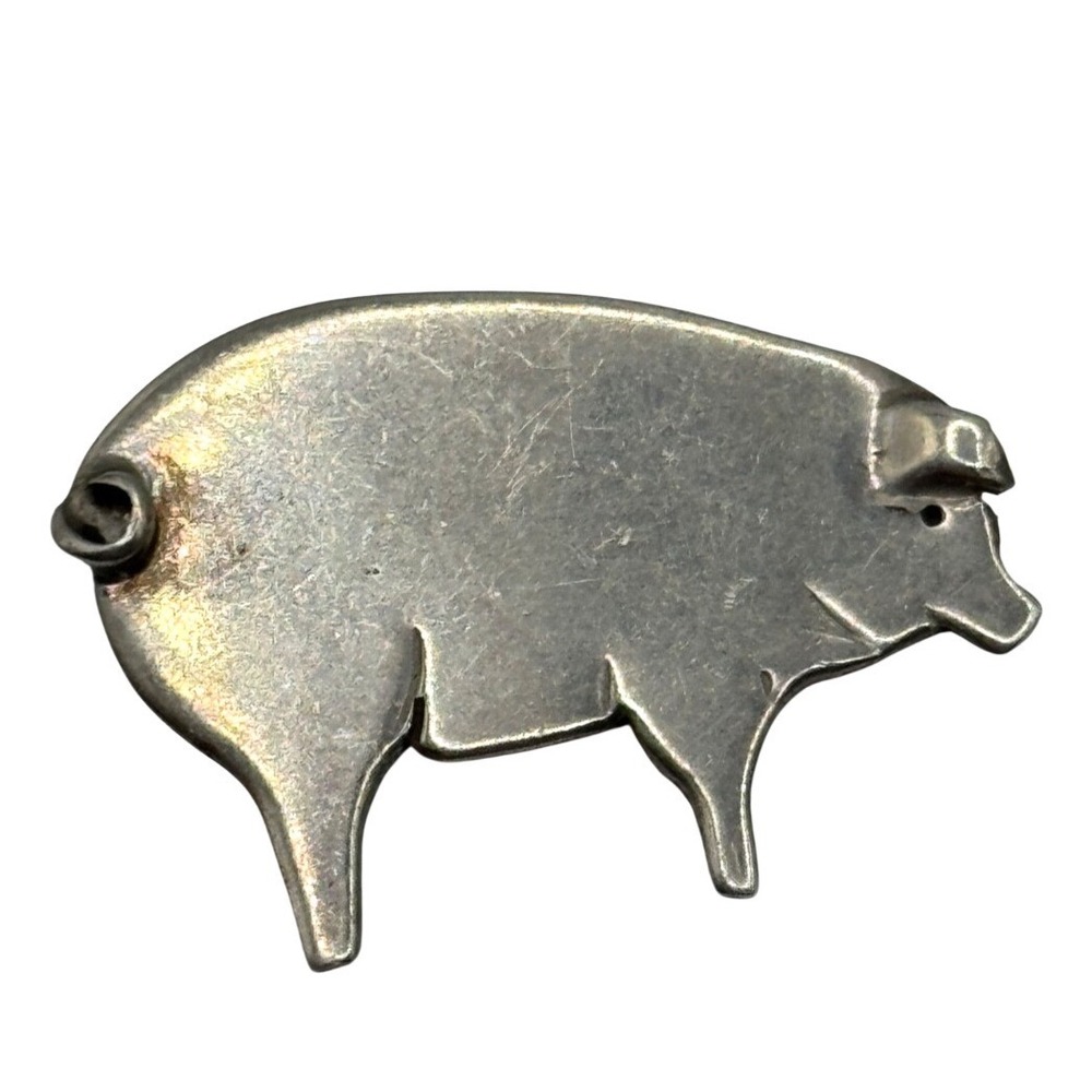 Vintage Sterling Silver Pig Brooch Pin Signed P Fales